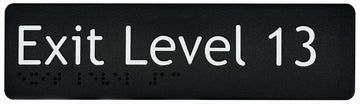 Exit Level 13 Sign - Plastic (Black)