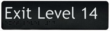 Exit Level 14 Sign - Plastic (Black)
