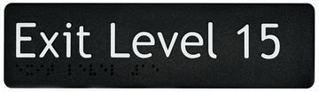 Exit Level 15 Sign - Plastic (Black)
