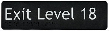 Exit Level 18 Sign - Plastic (Black)