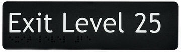 Exit Level 25 Sign - Plastic (Black)