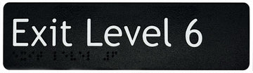 Exit Level 6 Sign - Plastic (Black)
