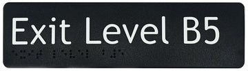 Exit Level Basement 5 Sign - Plastic (Black)