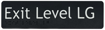 Exit Level Lower Ground Sign - Plastic (Black)