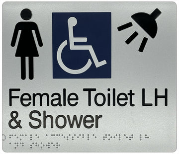Female Accessible Toilet (LH) & Shower Sign - Plastic