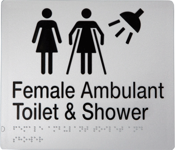 Female Ambulant Toilet & Shower Sign - Plastic