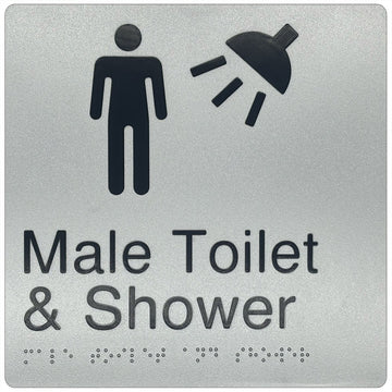 Male Toilet & Shower Sign - Plastic