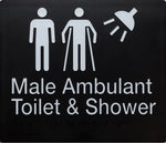 Male Ambulant Toilet & Shower Sign - Black