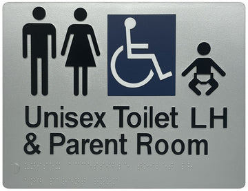 Unisex Accessible Toilet LH & Parent Room Sign - Plastic