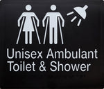 Unisex Ambulant Toilet & Shower Sign - Black