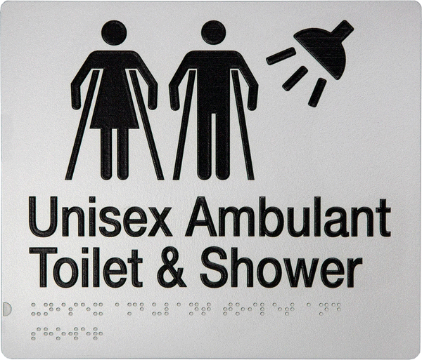 Unisex Ambulant Toilet & Shower Sign - Plastic