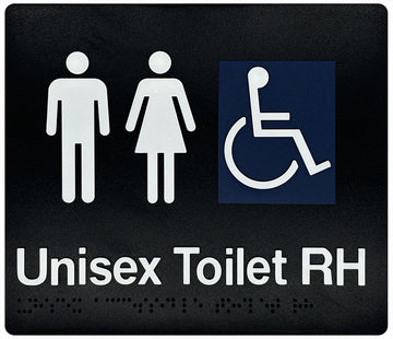 Unisex Accessible Toilet (RH) Sign - Black/White