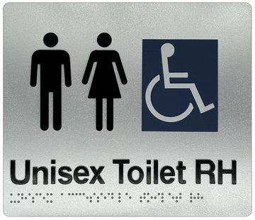 Unisex Accessible Toilet (RH) Sign - Plastic