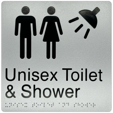 Unisex Toilet & Shower Sign - Plastic