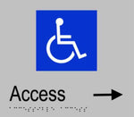 Accessible Entry Sign with Directional Arrow (R) - Plastic