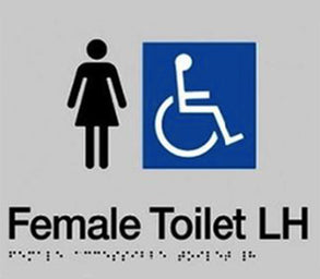Female Accessible Toilet (LH) Sign - Plastic