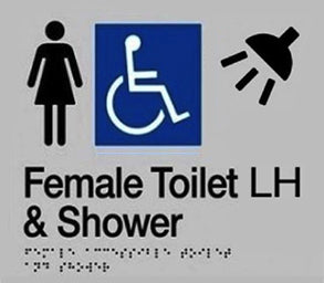 Female Accessible Toilet (LH) & Shower Sign - Plastic