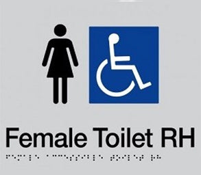 Female Accessible Toilet (RH) Sign - Plastic