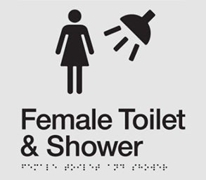 Female Toilet & Shower Sign - Plastic