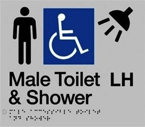 Male Accessible Toilet (LH) & Shower Sign - Plastic