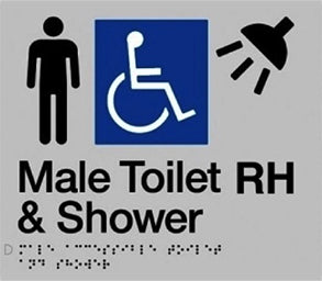 Male Accessible Toilet (RH) & Shower Sign - Plastic