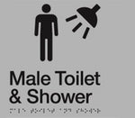 Male Toilet & Shower Sign - Plastic