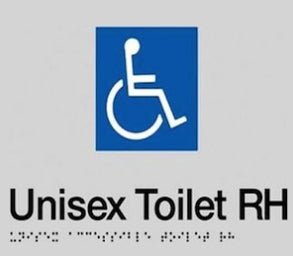 Unisex Accessible Toilet (RH) Sign - Plastic