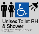 Unisex Accessible Toilet (RH) & Shower Sign - Plastic