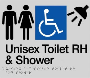 Unisex Accessible Toilet (RH) & Shower Sign - Plastic