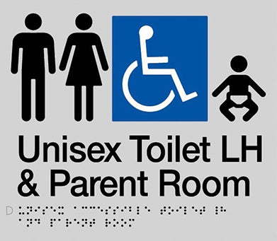 Unisex Accessible Toilet LH & Parent Room Sign - Plastic