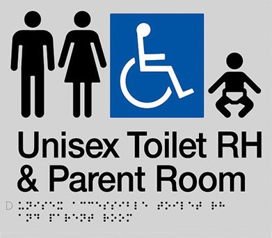 Unisex Accessible Toilet RH & Parent Room Sign - Plastic