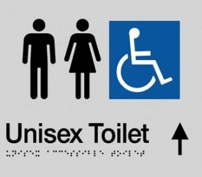 Unisex Accessible Toilet Sign with Directional Arrow (F) - Plastic