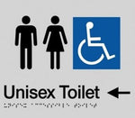 Unisex Accessible Toilet Sign with Directional Arrow (L) - Plastic
