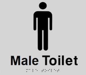 Braille and tactile sign for male toilet