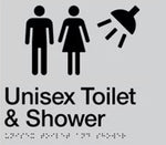 Unisex Toilet & Shower Sign - Plastic