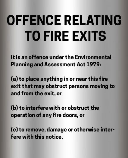 Offence Relating to Fire Exits Sign - Aluminium