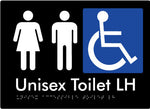 Unisex Accessible Toilet (LH) Sign - Black/White