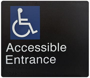 Accessible Entrance - Braille Tactile Sign - Black Plastic