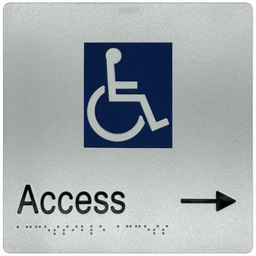 Accessible Entry Sign with Directional Arrow (R) - Plastic
