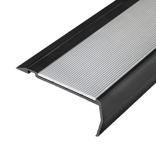 Non Slip Stair Nosing - Wide - 2 Part System - Black Aluminium