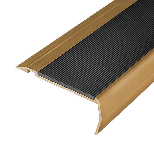 Non Slip Stair Nosing - Wide - Gold Aluminium with Ribbed Aluminium Insert