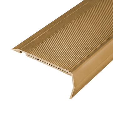 Non Slip Stair Nosing - Wide - Gold Aluminium with Ribbed Aluminium Insert