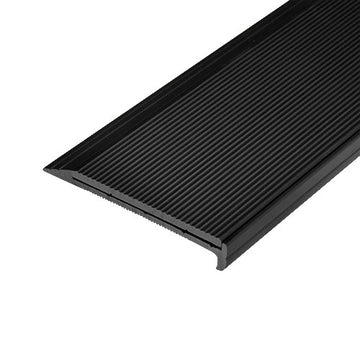 Non Slip Stair Nosing - 2 Part System - Black Aluminium with Ribbed Aluminium Insert