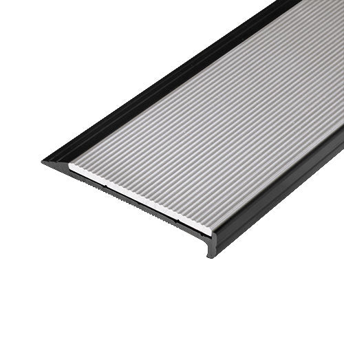 Non Slip Stair Nosing - 2 Part System - Black Aluminium with Ribbed Aluminium Insert