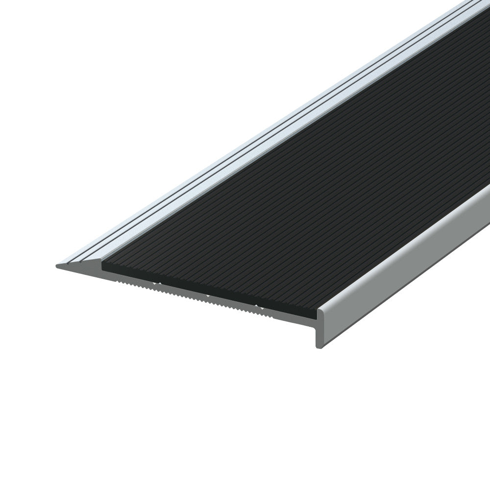 Non Slip Stair Nosing - 2 Part System - Aluminium with Ribbed Aluminium Insert