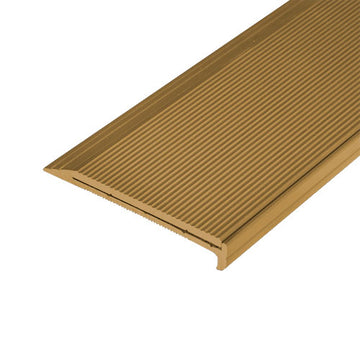 Non Slip Stair Nosing - 2 Part System - Gold Aluminium with Ribbed Aluminium Insert