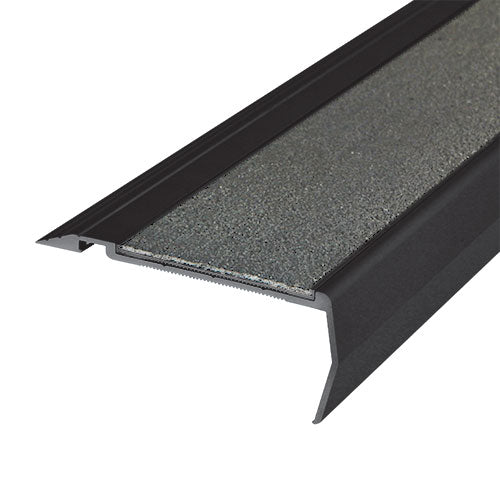 Non Slip Stair Nosing - Wide - Black Aluminium with Carborundum Insert