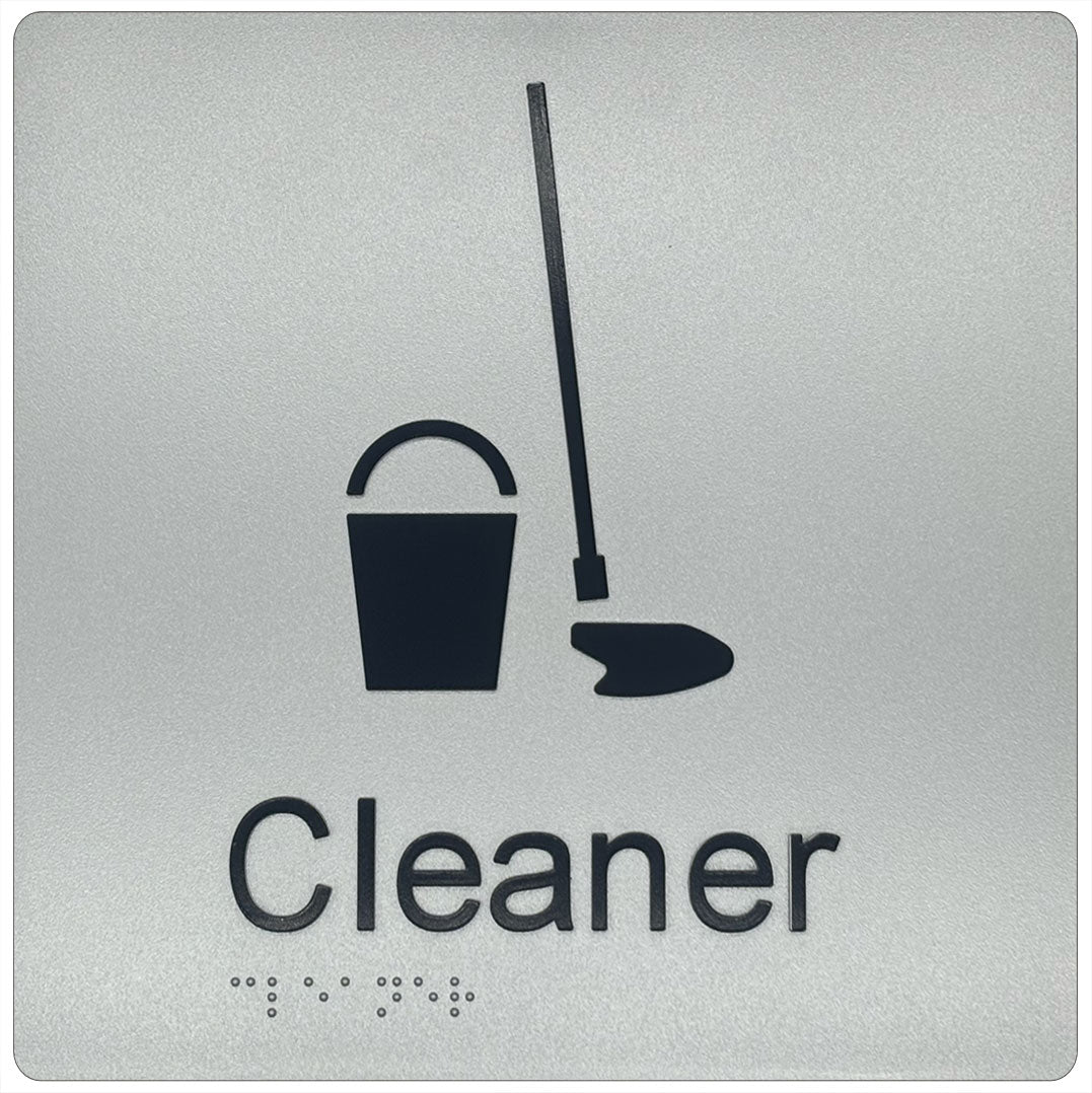 Cleaniless Sign Cleaner - Braille Tactile Sign - Silver Plastic – Bractile
