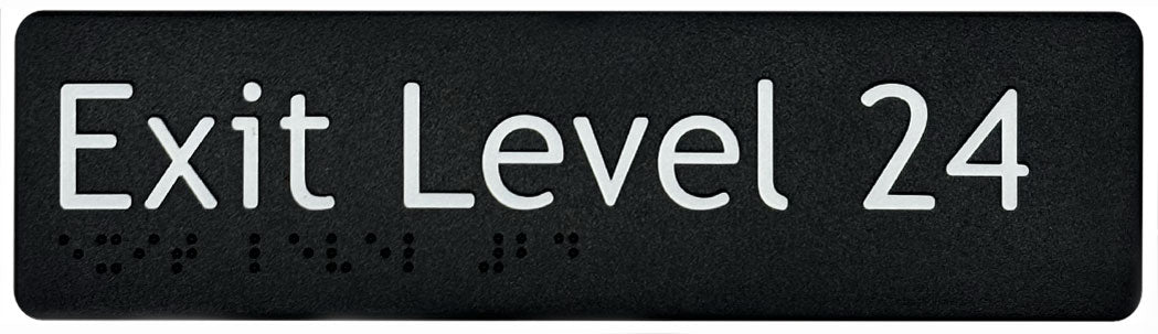 Exit Level 24 Sign - Plastic (Black)