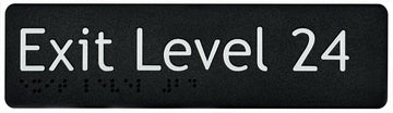 Exit Level 24 Sign - Plastic (Black)